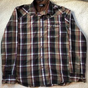 Volcom Mens Light-weight, Plaid Button-up Shirt
